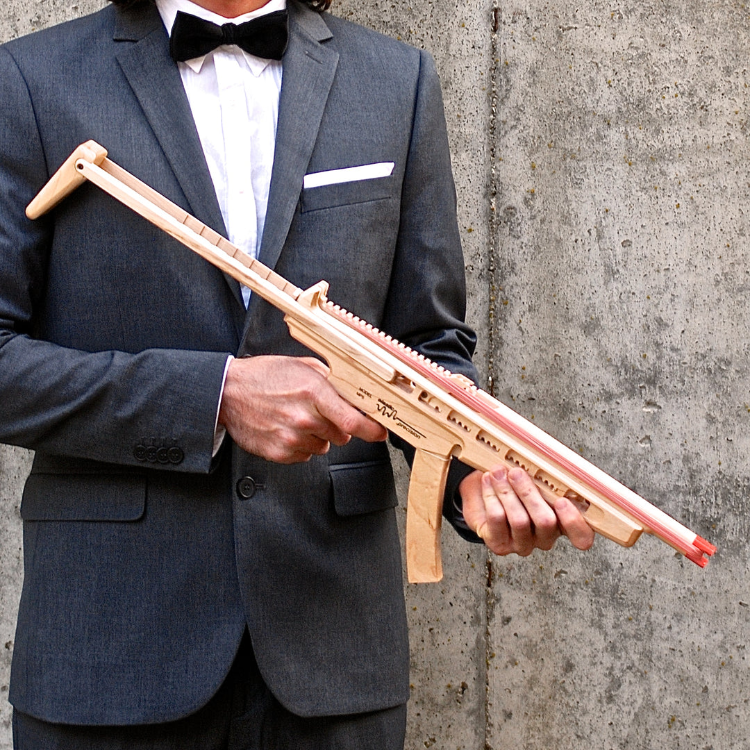 Model MP5 Rubber Band Machine Gun with Sliding Stock - Elastic Precision