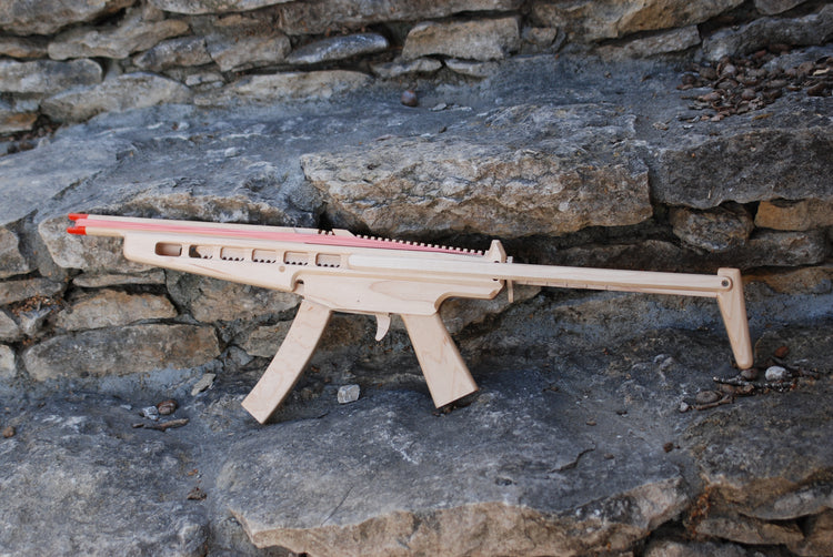 Model MP5 Rubber Band Machine Gun with Sliding Stock - Elastic Precision